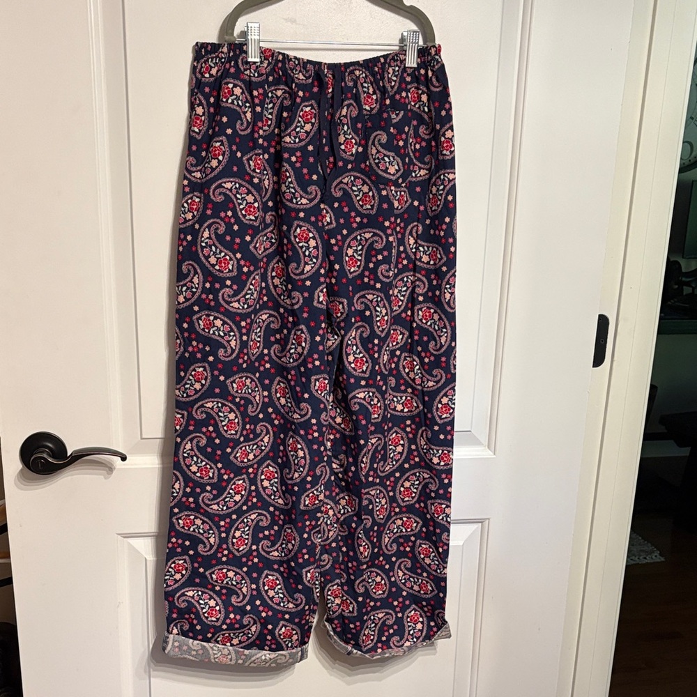 Secret Treasures Paisley Pajama Pants - Navy and Pink 100% Cotton.